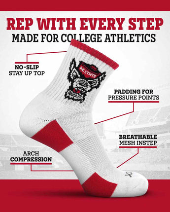 TCK socks NCAA Quarter Socks - NC State Wolfpack