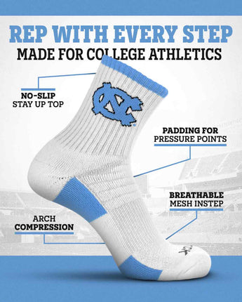 TCK socks NCAA Quarter Socks - North Carolina Tar Heels