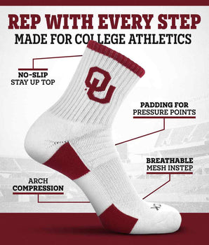 TCK Oklahoma Sooners Quarter Socks - Made in USA