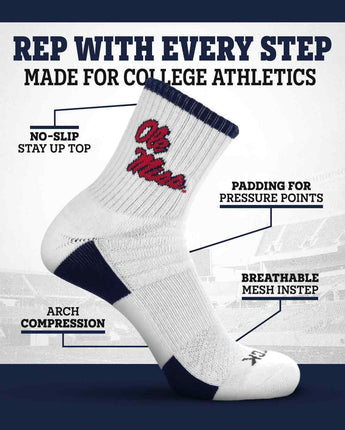 TCK socks NCAA Quarter Socks - Ole Miss Rebels