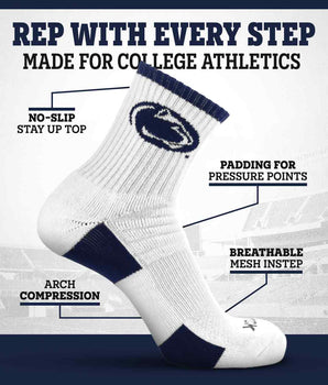 TCK Penn State Nittany Lions Quarter Socks - Made in USA