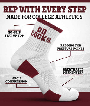 TCK South Carolina Gamecocks Quarter Socks - Made in USA