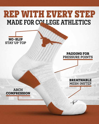 TCK socks NCAA Quarter Socks - Texas Longhorns