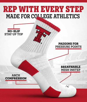 TCK Texas Tech Red Raiders Quarter Socks - Made in USA