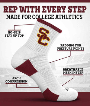 TCK USC Trojans Quarter Socks - Made in USA