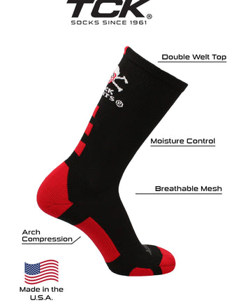 TCK socks Nebraska Cornhuskers Blackshirts Baseline Crew USA Made