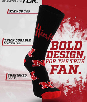 TCK socks Nebraska Cornhuskers Mayhem Crew Socks (Made in USA)