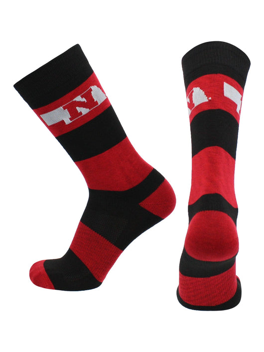 TCK socks Nebraska Red/Black / Large Nebraska Cornhuskers Socks Game Day Striped Crew Socks