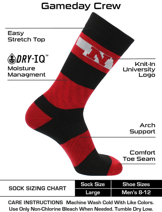 TCK socks Nebraska Red/Black / Large Nebraska Cornhuskers Socks Game Day Striped Crew Socks