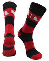 Nebraska Cornhuskers Scarlet & Black Striped Crew Socks - NCAA Men's Dress & Casual Game Day Apparel - Soft Gear, Large