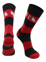 Nebraska Cornhuskers Scarlet & Black Striped Crew Socks - NCAA Men's Dress & Casual Game Day Apparel - Soft Gear, Large