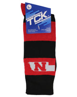Nebraska Cornhuskers Scarlet & Black Striped Crew Socks - NCAA Men's Dress & Casual Game Day Apparel - Soft Gear