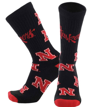 Nebraska Cornhuskers Mayhem Crew Socks (Made in USA)