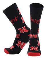 TCK socks Nebraska Red/Black/White / Large Nebraska Cornhuskers Mayhem Crew Socks (Made in USA)