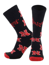 TCK socks Nebraska Red/Black/White / Large Nebraska Cornhuskers Mayhem Crew Socks (Made in USA)