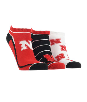 TCK socks Nebraska Red/Black/White / Large Nebraska Cornhuskers No Show Socks Full Field 3 Pack