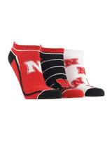 TCK socks Nebraska Red/Black/White / Large Nebraska Cornhuskers No Show Socks Full Field 3 Pack