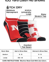 TCK socks Nebraska Red/Black/White / Large Nebraska Cornhuskers No Show Socks Full Field 3 Pack