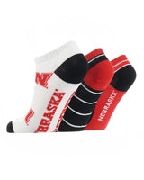 TCK socks Nebraska Red/Black/White / Large Nebraska Cornhuskers No Show Socks Full Field 3 Pack