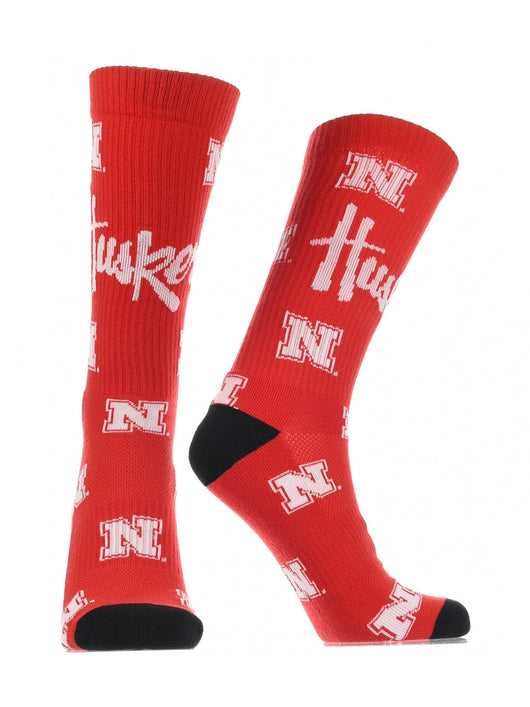 TCK socks Nebraska Red/Black/White / Large Nebraska Cornhuskers Socks Crew Length Sock Mayhem