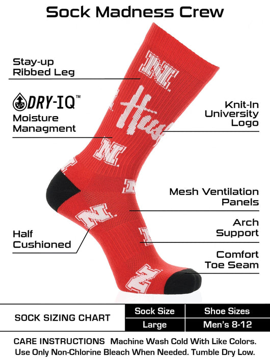 TCK socks Nebraska Red/Black/White / Large Nebraska Cornhuskers Socks Crew Length Sock Mayhem