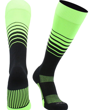 TCK socks Neon Green/Black / Small TCK Elite Breaker Striped Athletic Socks | Over-the-Calf Soccer & Baseball