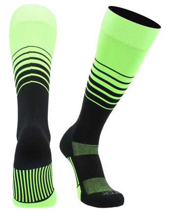 TCK socks Neon Green/Black / Small TCK Elite Breaker Striped Athletic Socks | Over-the-Calf Soccer & Baseball