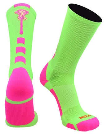 TCK socks Neon Green/Hot Pink / Large Midline Lacrosse Logo Crew Socks
