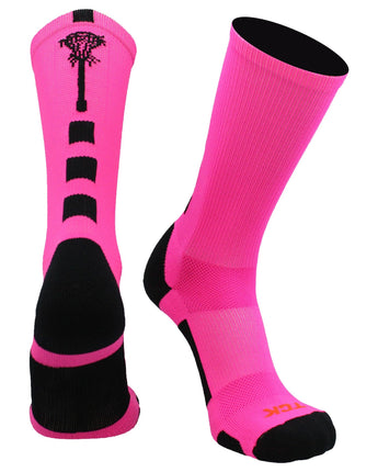 TCK socks Neon Pink/Black / Large Midline Lacrosse Logo Crew Socks