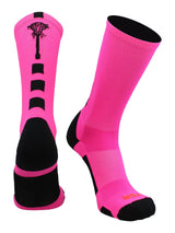 TCK socks Neon Pink/Black / Large Midline Lacrosse Logo Crew Socks