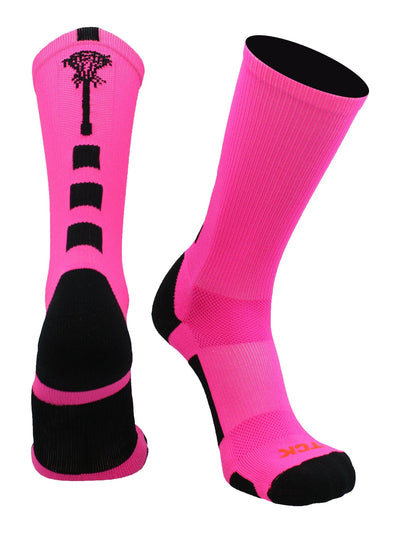 TCK socks Neon Pink/Black / Large Midline Lacrosse Logo Crew Socks