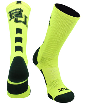 TCK socks Neon Yellow/Dark Green / Large Baylor Bears Baseline Crew USA Made