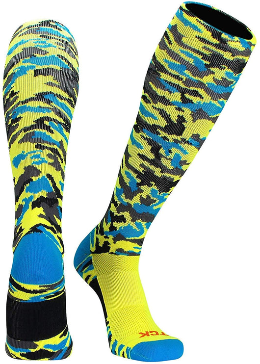 TCK socks Neon Yellow/Electric Blue / Large Elite Performance Camo Over The Calf Socks