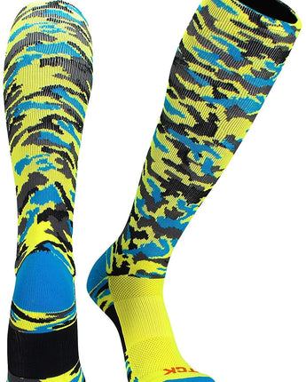 TCK socks Neon Yellow/Electric Blue / Large Elite Performance Camo Over The Calf Socks