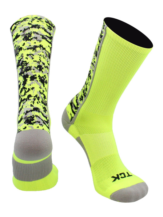 TCK socks Neon Yellow / Large Digital Camo Crew Socks