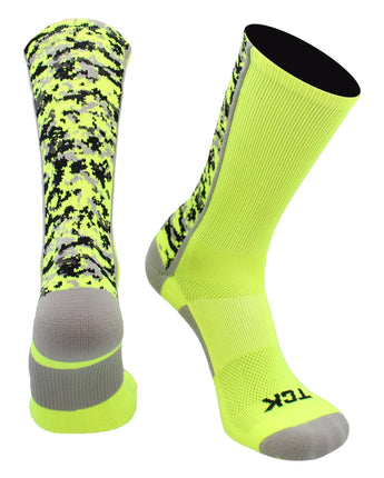 TCK socks Neon Yellow / Large Digital Camo Crew Socks