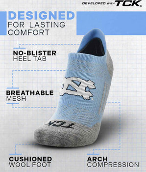 TCK socks North Carolina Tar Heels Tour No Show Tab Socks - Made in USA