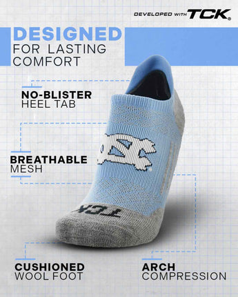 TCK socks North Carolina Tar Heels Tour No Show Tab Socks - Made in USA