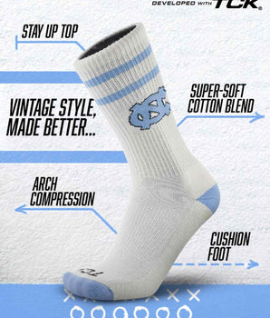 TCK socks North Carolina Tar Heels | Vintage | NCAA Mens and Womens Soft Cotton Sock