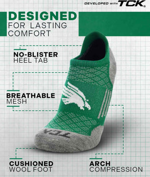 TCK socks North Texas Mean Green Tour No Show Tab Socks - Made in USA