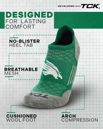 TCK socks North Texas Mean Green Tour No Show Tab Socks - Made in USA