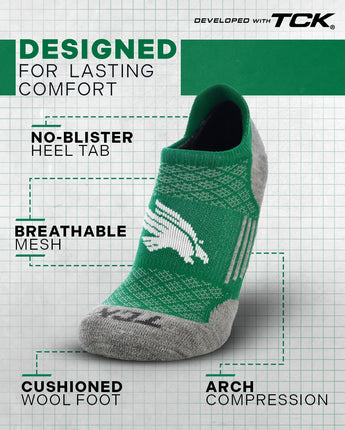 TCK socks North Texas Mean Green Tour No Show Tab Socks - Made in USA