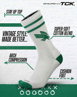 TCK socks North Texas Mean Green | Vintage | NCAA Mens and Womens Soft Cotton Sock