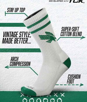 TCK socks North Texas Mean Green | Vintage | NCAA Mens and Womens Soft Cotton Sock
