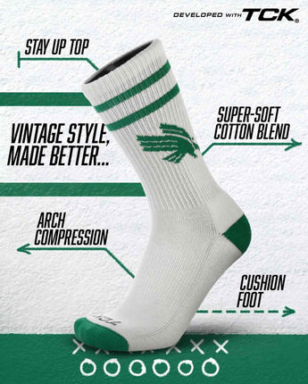 TCK socks North Texas Mean Green | Vintage | NCAA Mens and Womens Soft Cotton Sock