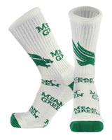 TCK socks North Texas White/Kelly Green / Large North Texas Mean Green Mayhem Crew Socks (Made in USA)