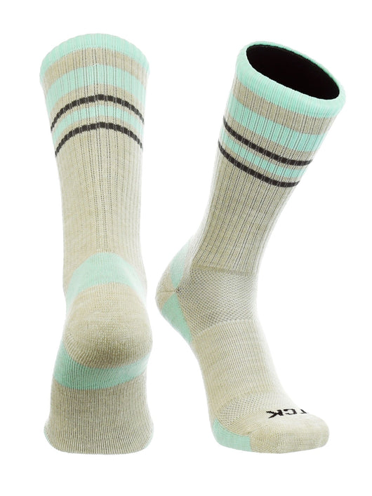 TCK socks Oatmeal/Mint / X-Large Merino Wool Hiking Socks For Men & Women - Striped