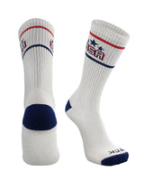 TCK socks Off-White/Scarlet/Dark Royal / Large TCK Vintage USA Crew Socks For Men and Women