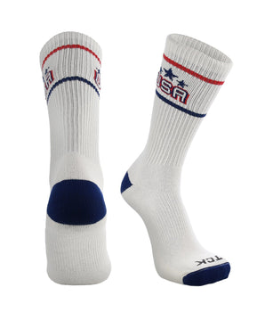 TCK socks Off-White/Scarlet/Dark Royal / Large TCK Vintage USA Crew Socks For Men and Women