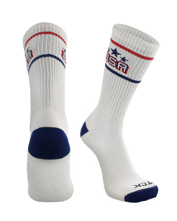 TCK socks Off-White/Scarlet/Dark Royal / Large TCK Vintage USA Crew Socks For Men and Women